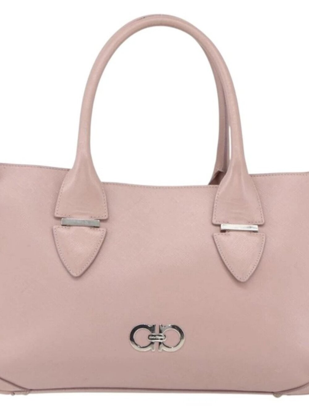 Salvatore Ferragamo Gancini Hand Bag Leather Pink Silver Auth 159143 - Picture 13 of 16